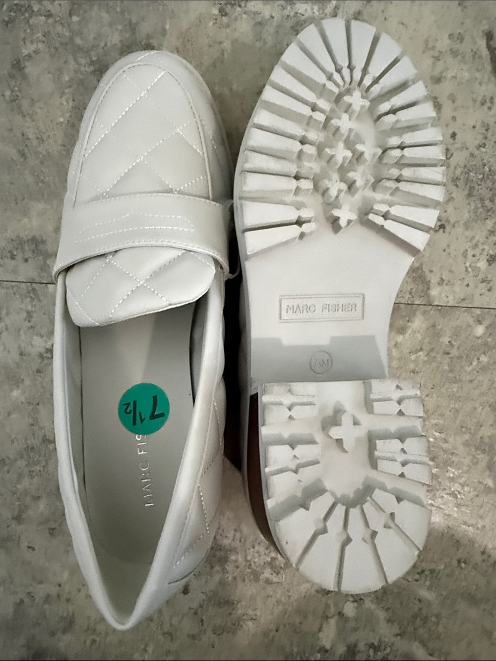 Marc Fisher White Quilted Slip-On Loafer